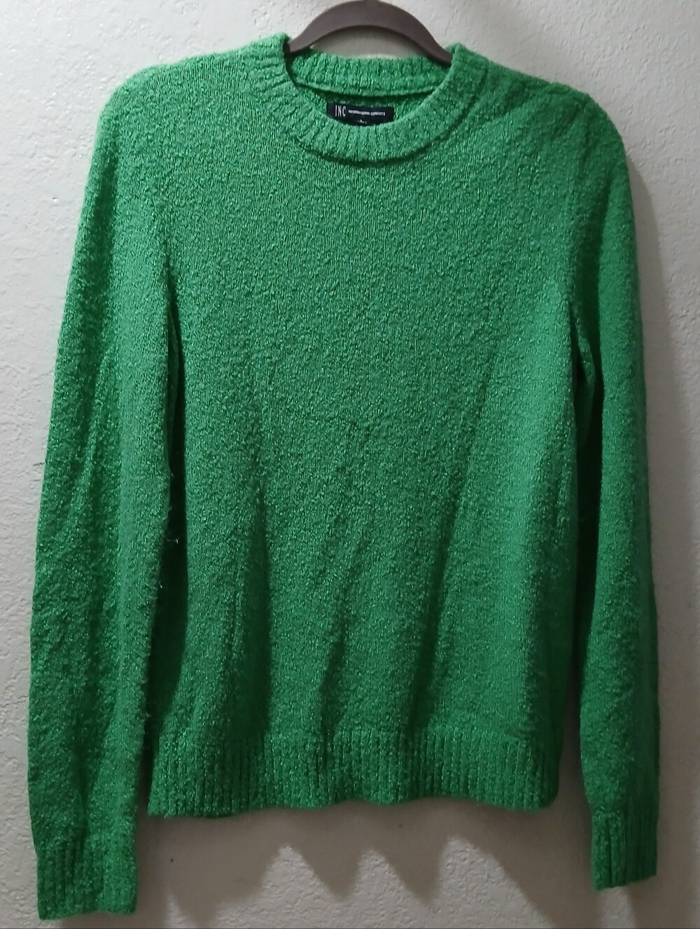 INC International Concepts Nwot size S Bright Green Crewneck Sweater